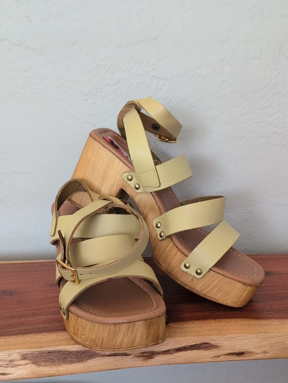 River Island Yellow Strappy Platform Sandals Clogs Size 37
